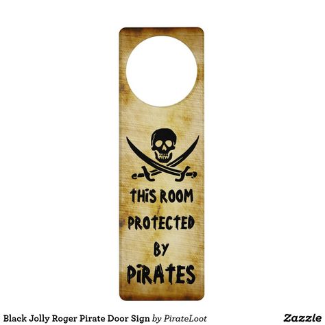 Black Jolly Roger Pirate Door Sign Pirate Playroom, Pirate Door, Kids Door Signs, Dinosaur Room, Pirate Flag, Hanger Design, Jolly Roger, Unique Kids, Pirate Party