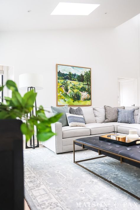 Sherwin Williams Pure White 7005 in Real Spaces - Maison de Pax Small Room Paint Color, Small Room Feel Bigger, Pure White Paint Color, Sw Pure White, Sherwin Williams Pure White, Bright White Paint, Pure White Sherwin Williams, Small Room Paint, White Walls Living Room