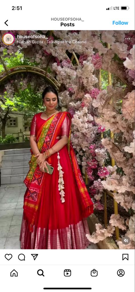 Bandini Halfsarees, Chikankari Half Saree, Penkalamkari Lehanga, Paithani Half Saree Designs, Pochampally Half Sarees, Lehanga Saree, Diy Fashion Videos, Lehenga Ideas, Beaded Wedding Jewelry