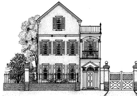 Classical Exterior - Front Elevation Plan #1047-10 Charleston Style House Plans, Colonial House Floor Plans, Colonial Floor Plans, Federal House, Federal Style House, Craftsman Houses, House Plans Colonial, Single House, Narrow House Plans