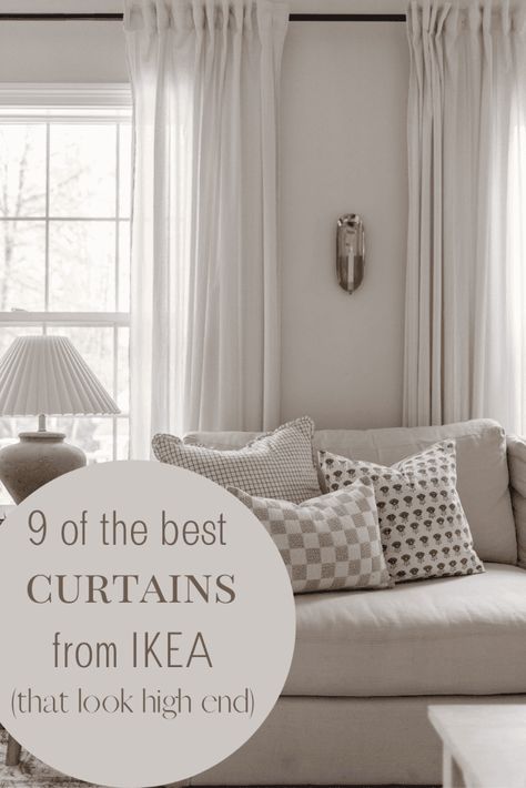 The Best IKEA Curtains for 2024 Ikea Voile Curtains, Ikea Living Room Curtains, Ikea Gjertrud Curtains, Sheer Curtains Ikea, Living Room Curtains Scandinavian, Henny Rand Ikea Curtains, Modern White Curtains Living Room, Hygge Curtains Living Room, Are Curtains Out Of Style