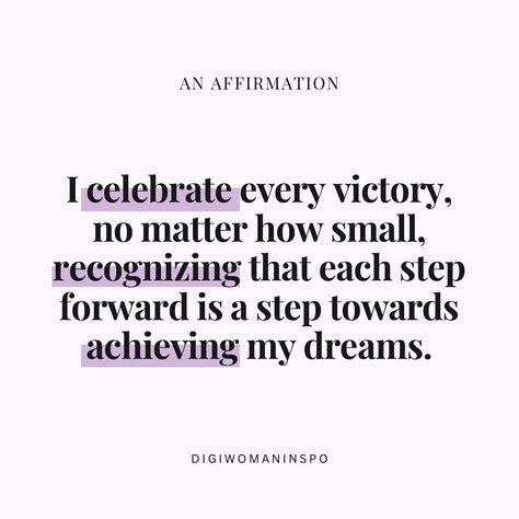 ❤️to affirm. Say it with me🫶🏼 “I celebrate every victory, no matter how small, recognizing that each step forward is a step towards achieving my dreams.” ✨SEO: Affirmations, Affirmation of the day, Positive Affirmations, Positive Quotes, Daily Quotes, Empowering Quotes, Business Quotes, Quotes, Motivation Quotes, #empower #empowerment #quoteoftheday #affirmationoftheday #womenempowerment #womeninbusiness #quotesforher #businesswomen Small Achievements Quote, Quotes About Achieving Dreams, Achieving Dreams Quotes, Positive Quotes Daily, Quotes Empowering, Affirmations Positive, Quotes Business, Achievement Quotes, Affirmation Of The Day