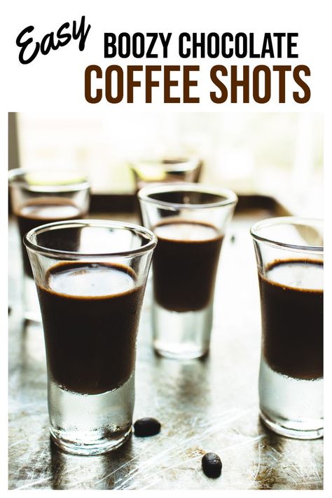 Easy Boozy Chocolate Coffee Shots!  It's your after dinner coffee, dessert and cocktail all in one!  #coffeeshots #dessertshots Chocolate Coffee Desserts, December Recipes, Fitness Drinks, Coffee Shots, 5 Oclock, Boozy Chocolate, Pour Decisions, Dessert Shots, Fantastic Recipes