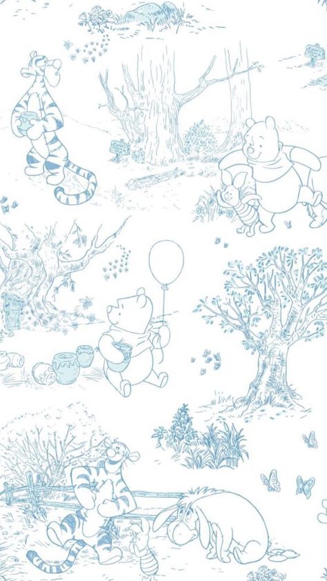 Vintage Winnie The Pooh Nursery Wallpaper, Winnie The Pooh Pattern Wallpaper, Disney Aesthetic Wallpaper Ipad, Blue Winnie The Pooh Wallpaper, Pooh Wallpaper Backgrounds, Cute Backgrounds Disney, Subtle Disney Background, Wallpaper Backgrounds Winnie The Pooh, Winnie The Pooh Astethic Wallpaper