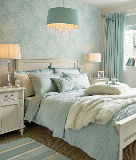 Duck egg bedroom Duck Egg And Grey Bedroom, Duck Egg Bedroom, Duck Egg Blue Bedroom, Aqua Bedroom, Aqua Bedrooms, Shabby Sheek, Bedroom Inspirations Master, Cottage Shabby Chic, Style Cottage