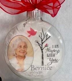 Shop items by MemoriesMadeByDonna. Memory Ornaments, Tied Ribbon, Cardinal Ornaments, Picture Ornaments, Photo Work, Memorial Ornaments, White Feathers, Ornaments Design, White Gift Boxes