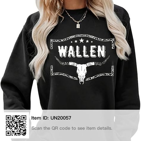 Crewneck Sweatshirt Women, Morgan Wallen, Western Chic, Black Sweatshirt, Plus Size Kleidung, Skull Print, Print Sweatshirt, Clothing Size Chart, Womens Clothing Sizes