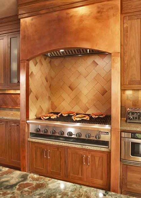 Love the copper, the cabinets, the counters and the backsplash. Wow! #LGLimitlessDesign   #Contest Copper Kitchen Appliances, Parrilla Interior, Outdoor Fridge, Outdoor Gas Fireplace, Outside Room, Outdoor Kitchen Appliances, Kitchen Grill, Bunk Bed Designs, Basic Kitchen