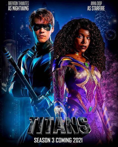 Anna Diop, Conor Leslie, Titans Tv Series, Dc Comics Series, Hollywood Poster, Galaxy Movie, The Bat Man, The Marvels, Dc Legends Of Tomorrow