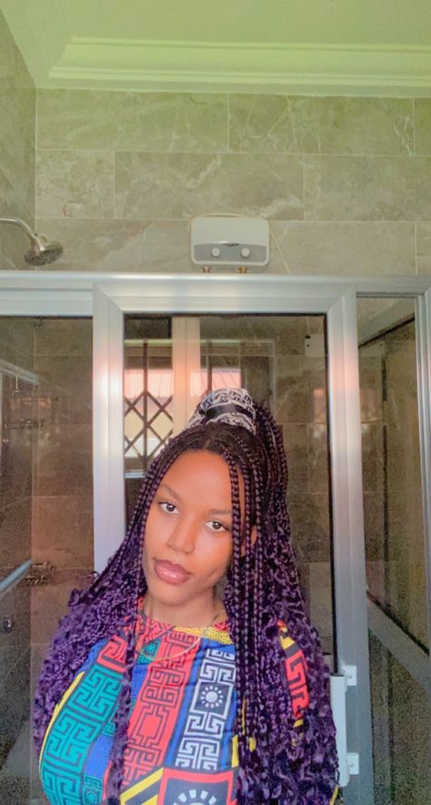 Purple Braids With Curls, Dark Purple Braids, Medium Knotless Braids With Curls, Purple Knotless Braids, Purple Knotless, Knotless Braids With Curls, Purple Box Braids, Medium Knotless Braids, Baddie Hair