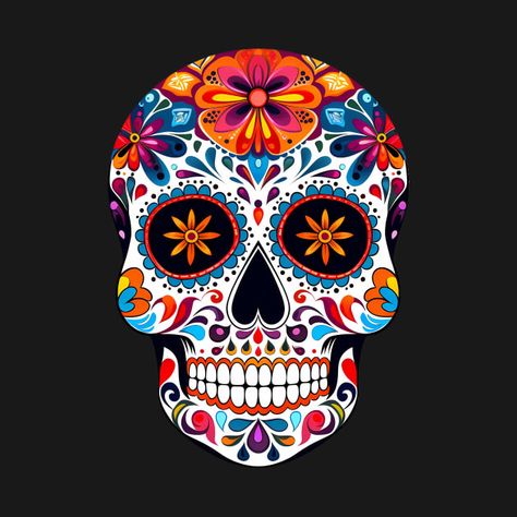 Check out this awesome 'Cute+Floral+Sugar+Skull+Mexican+Day+Of+The+Dead' design on @TeePublic! Day Of The Dead Skull Art, Day Of The Dead Skull Design, Sugar Skull Design Ideas, Sugar Skull Painting Ideas, Drawing Ideas Autumn, Sugar Skull Ideas, Sugar Skull Art Print, Mexican Skull Art, Mexico Skull