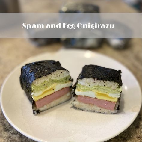 Spam egg lettuce and rice and seaweed sandwich Spam And Seaweed Recipe, Seaweed Sandwich, Spam Onigirazu, Spam Musubi With Egg, Spam Rice And Seaweed, Rice Spam Seaweed, Rice And Seaweed, Japanese Onigiri, Rice Seaweed