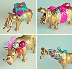 Plastic Animal Crafts, Mini Christmas Ornaments, Advent Wreath, Party Animals, Chinoiserie Chic, Chic Christmas, Plastic Animals, Animal Crafts, Crafty Diy