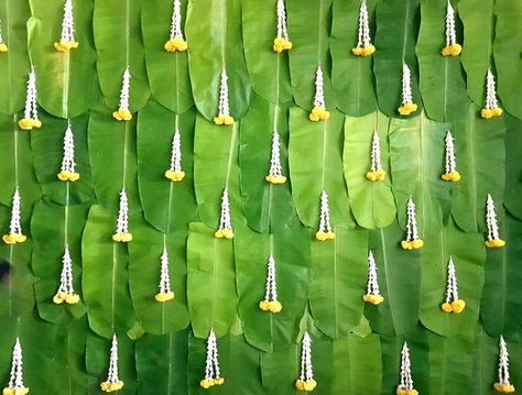 Banana Leaf Background Decoration, Banana Leaves Background, Banana Leaf Decor Wedding, Banana Leaves Decoration, Banana Leaf Backdrop, Shadi Decor, Banana Leaf Decor, Leaf Decor Wedding, Indian Decoration