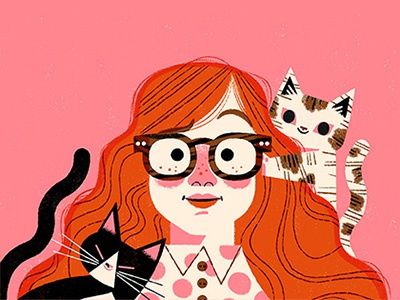 Woman With Glasses, Portrait Design, Cats Illustration, Salvador Dali, Cat Portraits, Portrait Illustration, Flat Illustration, Cat Illustration, Character Illustration