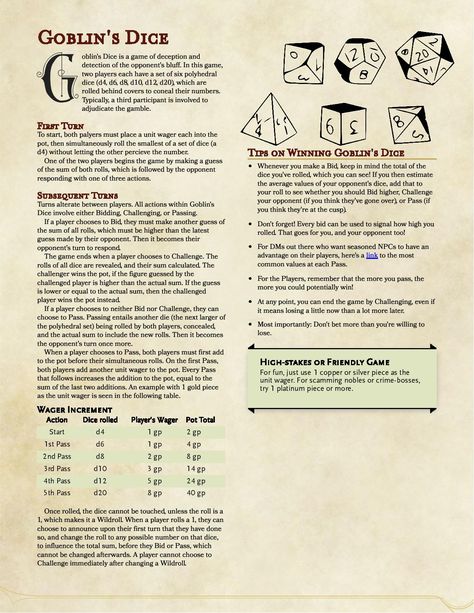 Pirate Campaign Ideas, Pirate Dice Game, Dnd Mini Games, Dnd Town Ideas, Dnd Carnival Games, Dungeons And Dragons Rules, Campaign Planning, Dnd Mini, Gambling Games