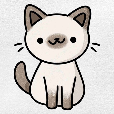 Cat Easy Sketch, Cat Easy Drawing, Cute Cat Drawing Easy, Cats Drawings, Cat Simple, Cat Face Drawing, Cat Draw, Easy Pictures, Draw Cat