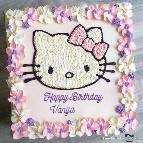 Happy Birthday Vanya - Video And Images Birthday Cakes Girls Kids, Bolo Da Hello Kitty, Kitty Birthday Cake, Hello Kitty Theme Party, Cake Designs For Kids, Birthday Cake For Cat, Hello Kitty Birthday Cake, Images Hello Kitty, Birthday Cake With Photo