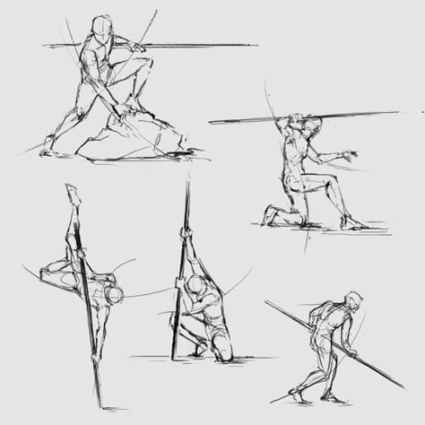 Person Sliding Reference, Contortionist Poses Drawing Reference, Quarter Staff Poses Drawing, Action Poses Swordman, Poses With Swords Reference Drawing, Spear Pose Reference Drawings, Dynamic Poses With Swords Reference, Battle Scene Reference, Dual Weilding Poses Drawing