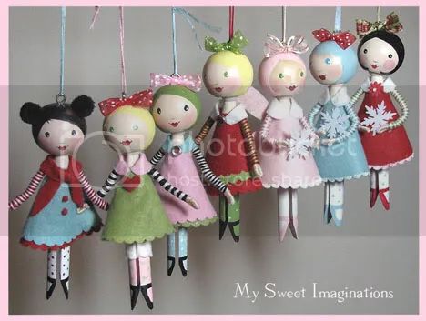 My Sweet Imaginations: December 2008 Doll Ornaments, Red Friday, Clothespin Dolls, Clothes Pin Crafts, Toy Art, Pin Doll, Peg Dolls, Softies, Clothes Pins