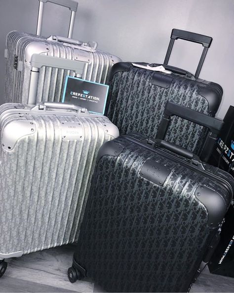 Dior Fan Page on Instagram: “Sick🙌🏻😍 @crepzstation  #dior #diorinternational #diorluggage” Designer Luggage Aesthetic, Dior Rimowa Suitcase, Rimowa Dior Luggage, Designer Suitcase Luggage, Sleepers Footwear For Women, Dior Suitcase, Must Have Footwear For Women, Expensive Luggage, Dior Travel Bag