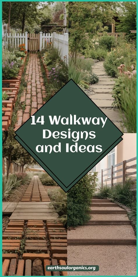 Explore 14 creative walkway designs that add elegance to any outdoor space. Whether you love rustic stone paths or sleek modern styles, these ideas are sure to impress. Perfect for gardens, patios, and front yards! #DIYWalkways #LandscapingDesign #GardenGoals Cottage Garden Path, Walkway Landscaping Plants, Gravel Walkways Paths, Garden Paths And Walkways, Front Walkway Landscaping, Walkway Designs, Garden Path Ideas, Garden Walkways, Stone Pathways