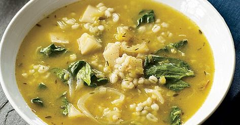 Nordic Winter Vegetable Soup Recipe - Trina Hahnemann | Food & Wine Winter Vegetable Soup, Vegetable Barley Soup, Nordic Recipe, Winter Vegetable, Nordic Winter, French Lentils, Barley Soup, Winter Vegetables, Vegetable Soup Recipes