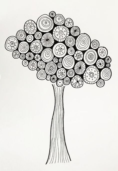 Zentangle Trees Patterns, Animal Zentangle, Tree Doodle, Zen Doodle Patterns, Easy Mandala Drawing, Zentangle Artwork, Zen Tangle, Scribble Art, Zen Doodle Art