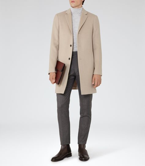 Mens Oatmeal Epsom Coat - Reiss Gabriel Reiss Blazer, Check Trousers, Blazer Men, Men's Outfits, Checked Trousers, Mens Fashion Inspiration, Coat Men, Mens Style, Well Dressed Men