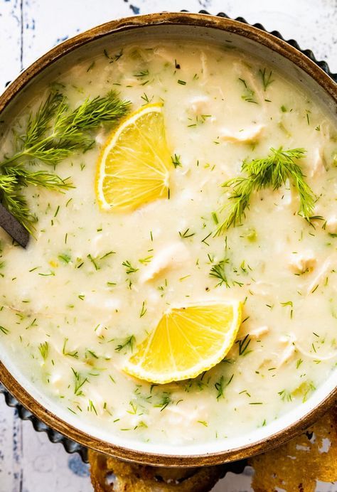 Avgolemono Soup Recipe (Greek Lemon Chicken Rice) - CucinaByElena Avgolemono Soup Authentic, Lemon Chicken Rice Soup, Greek Lemon Soup, Chicken Kale Soup, Lemon Chicken Rice, Lemon Rice Soup, Avgolemono Soup, Greek Lemon Chicken Soup, Lemon Soup