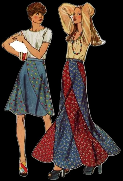 Ephemera Printables, Swirl Skirt, Vintage Clothes Patterns, Melly Sews, 70s Skirt, Sewing Vintage, Retro Sewing Patterns, Mode Hippie, 70s Inspired Fashion