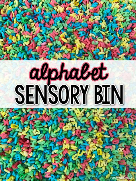 Sensory Bin Alphabet, Sensory Bin Letters, Letter T Sensory Bin, Educational Sensory Bins, School Theme Sensory Bin, Alphabet Sensory Activities, Letter A Sensory Bin, August Sensory Bin Ideas, Sensory Bin Ideas Kindergarten