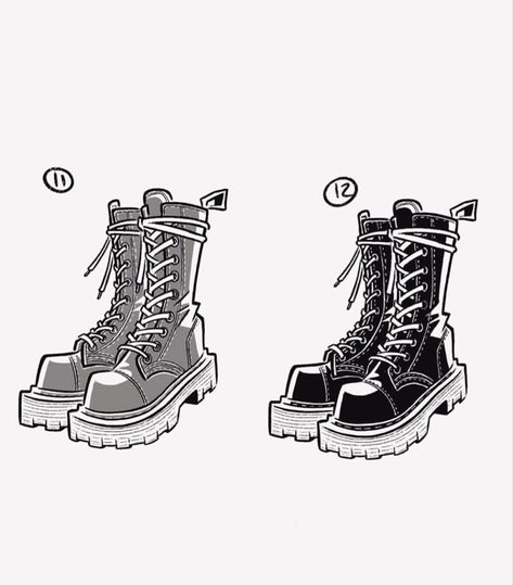 Male Boots Drawing, Shoes Anime Drawing, Black Boots Drawing, How To Draw Platform Shoes, Big Shoes Drawing, Boots Drawing Reference, Botas Grunge, Emo Shoes, Grunge Boots