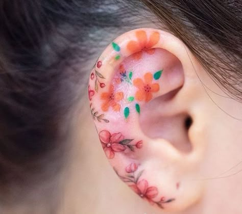 Inner Ear Tattoo, Wildflowers Tattoo, Tiny Flower Tattoos, Small Tattoos With Meaning, Small Tattoos Simple, Disney Tattoo, Tatuaje A Color, Diy Tattoo, Tattoo Life