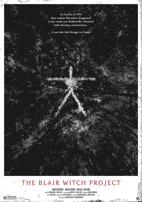 The Blair Witch Project (1999) [770 x 1100] The Blair Witch Project Poster, The Blair Witch Project Movie Poster, Blair Witch Project Movie Poster, Blair Witch Project Poster, 90s Horror Movie Posters, Blair Witch Tattoo, Blair Witch Aesthetic, Witch Poster, Blair Witch Project Aesthetic