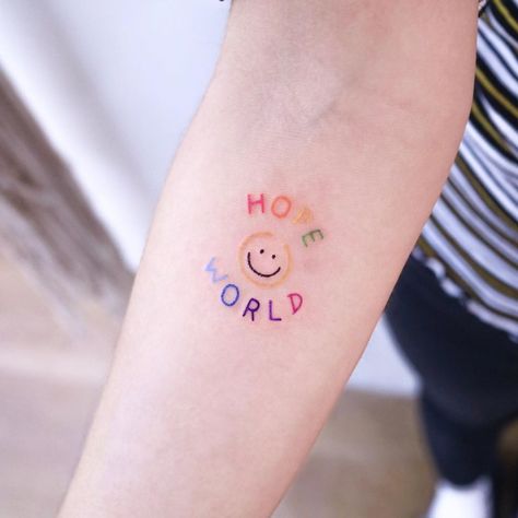 NEMO on Instagram: “🙂🌈” Kpop Tattoos, Army Tattoos, Tato Henna, Bts Tattoos, Inspiration Tattoos, Cute Little Tattoos, Cute Tiny Tattoos, World Tattoo, Full Sleeve Tattoos