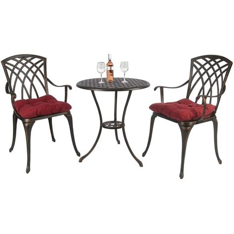 Outdoor Round Dining Table, Bistro Table Set, Table Bistrot, Outdoor Bistro Set, Table Outdoor, Dinette Sets, Set Table, Porch Garden, Aluminum Patio