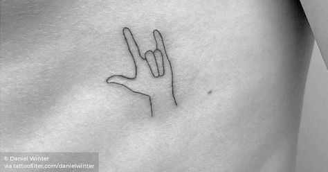 Skeletons Tattoo, Deaf Tattoo, Asl Tattoo, Love In Sign Language, Sign Language Tattoo, Love Hand Sign, Simple Sign Language, Hand Sign Language, Thistle Tattoo