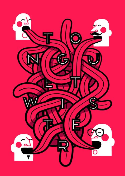 Tongue Twister by Jorge Lawerta, via Behance Tongue Logo Design, Tongue Doodle, Tongue Illustration, Kerala Mural Painting, Tongue Twisters, La Art, Background Drawing, Grafic Design, Festival Posters