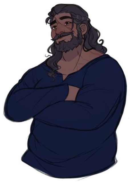 Amused Expression Drawing, Plus Size Male Oc Art, Large Man Character Design, Bearded Man Character Design, Old Black Man Character Art, Large Male Character Art, Plus Size Oc Drawing Male, Burly Character Design, Large Character Design Male