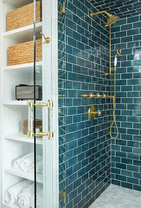 Bathroom Shower Doors, Bad Inspiration, Subway Tiles, Trendy Bathroom, Bathroom Redo, Bathroom Renos, The Shower, House Bathroom, Color Tile