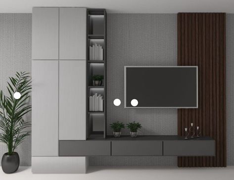 Tv Cabinet Wall Design, Grey Tv Unit, Ruang Tv, Modern Tv Unit Designs, Living Room Wall Units, Tv Unit Interior Design, Living Room Tv Cabinet, Living Room Decor Inspiration, Home Entrance Decor