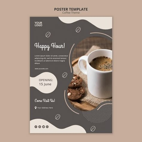 Coffee shop concept poster template Free... | Free Psd #Freepik #freepsd #coffee-template #coffee-poster #coffee #bean-coffee Coffee Shop Flyer, Coffee Shop Business Card, Coffee Poster Design, Coffee Shop Concept, Coffee Shop Menu, Concept Poster, Coffee Shop Business, Cafe Posters, Coffee Theme