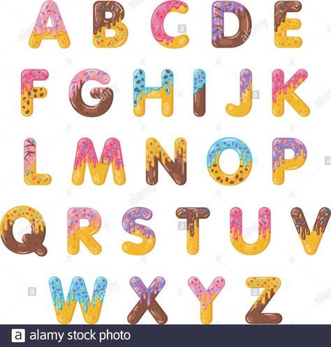 Donut Cartoon Letter, Donut Letters, Donut Cartoon, Cartoon Alphabet, Candy Letters, Ice Cream Cartoon, Vanellope Y Ralph, Chocolate Letters, Tag Alphabet