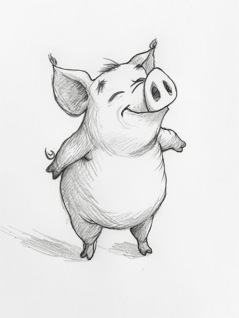 Animal Art Drawing Sketches, Easy Pig Drawing, Easy Animal Doodles, Animals Drawing Easy, Simply Doodle, Sketches To Draw, Easy Sketching, Animal Sketches Easy, Easy Artwork