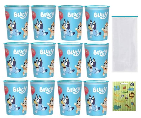 PRICES MAY VARY. Bluey Birthday Baby Party Supplies Bundle Pack includes: 12 Plastic Reusable Cups 16oz Hand Wash Only 25 Clear Cello Bags with Twist Ties Cups are Made in USA. Bluey Birthday Baby Party Supplies Bundle Pack includes 12 Plastic Reusable Cups and 25 Clear Cello Bags. Cups are Made in USA. Kids Party Cups, Party Favor Cups, Bluey Birthday, Birthday Plate, Dog Birthday Party, Kids Cups, Reusable Cups, Kids Party Themes