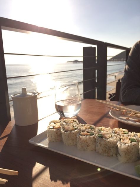 Los Angeles Restaurants Dinner, Nobu Malibu Aesthetic, Date Night Ideas Dinner, Malibu Nobu, Malibu Lifestyle, Vision Binder, Malibu Restaurants, Malibu Nights, Healthy Sushi