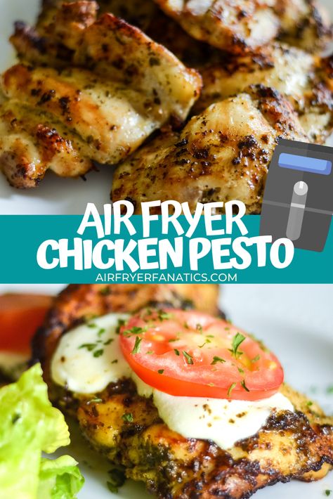 Air Fryer Naan, Pesto Chicken Breast, Basil Pesto Chicken, Pizza Easy, Chicken Pesto Recipes, Naan Pizza, Chicken Pesto, Air Fry Recipes, Air Fried Chicken