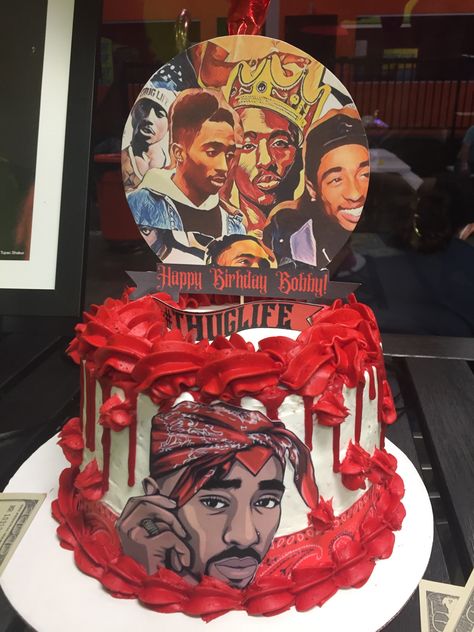 Tupac Birthday Cake, Tupac Themed Birthday Party, Tupac Party Theme, Tupac Birthday Party, 2pac Cake, Tupac Cake, Gansta Party, Tupac Party, 2pac Birthday