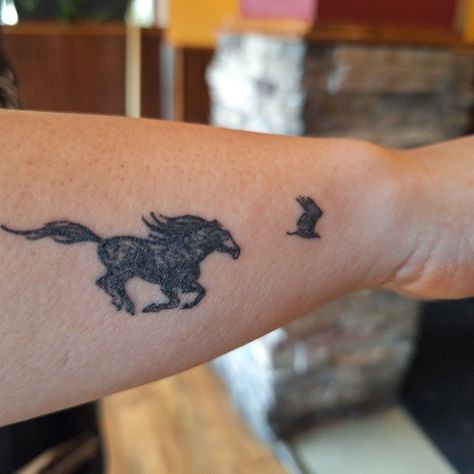 Feather Horse Tattoo, Horse And Foal Tattoo, Horse And Eagle Tattoo, Two Horses Tattoo, Horse Running Tattoo, Spirit Movie Tattoo, Spirit Stallion Of The Cimarron Tattoo, Spirit Tattoo Horse, Spirit Horse Tattoo